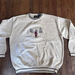 Roundtree & Yorke White Crewneck Sweater Classic Design